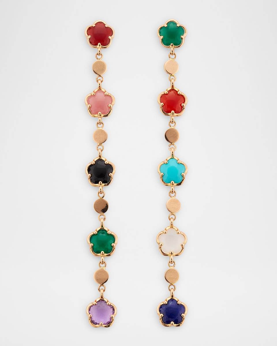 18K Rose Gold Figlia dei Fiori Earrings with Multicolor Stones